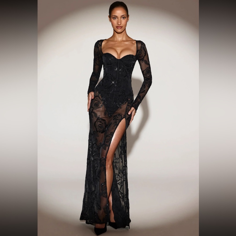 Embellished Bodysuit Corset
Gown Dress in Black